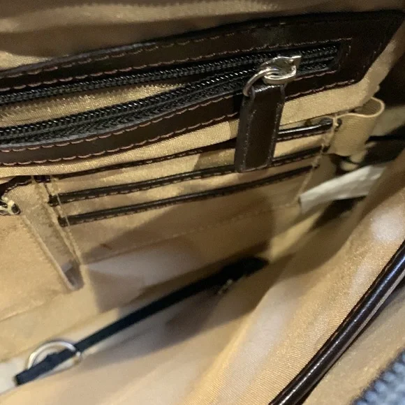 Franklin Covey Brown Leather Laptop Tablet Briefcase - Picture 9 of 16